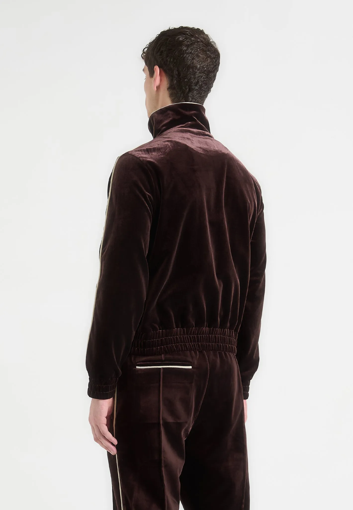 MicrofiberBlend Eiffel Velour Track Jacket - Brown