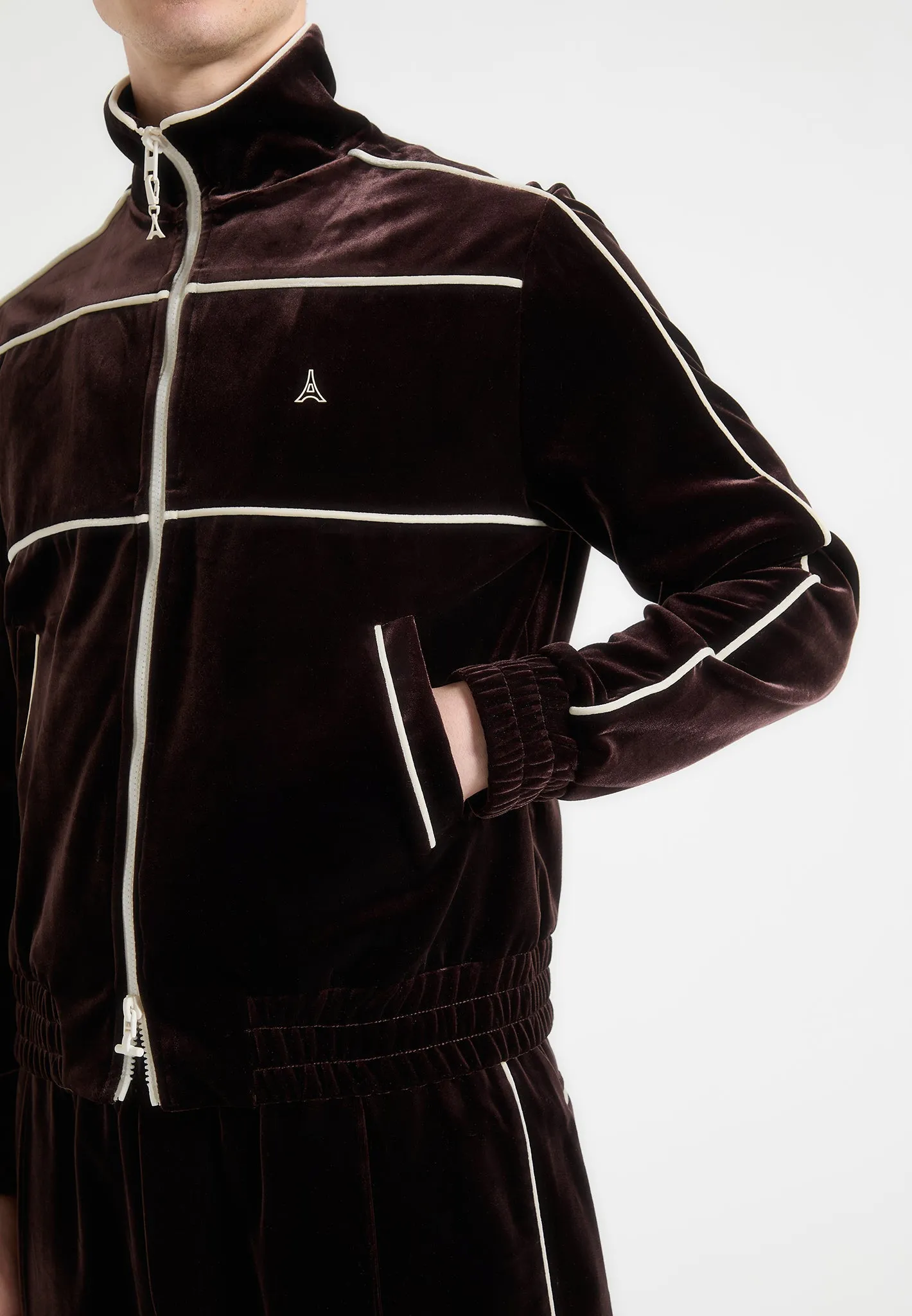 RecycledPolyesterBlend Eiffel Velour Track Jacket - Brown