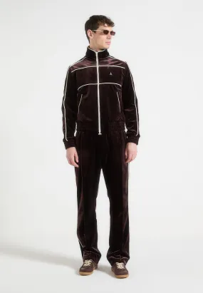 StretchTechnology DropShoulder Eiffel Velour Track Jacket - Brown