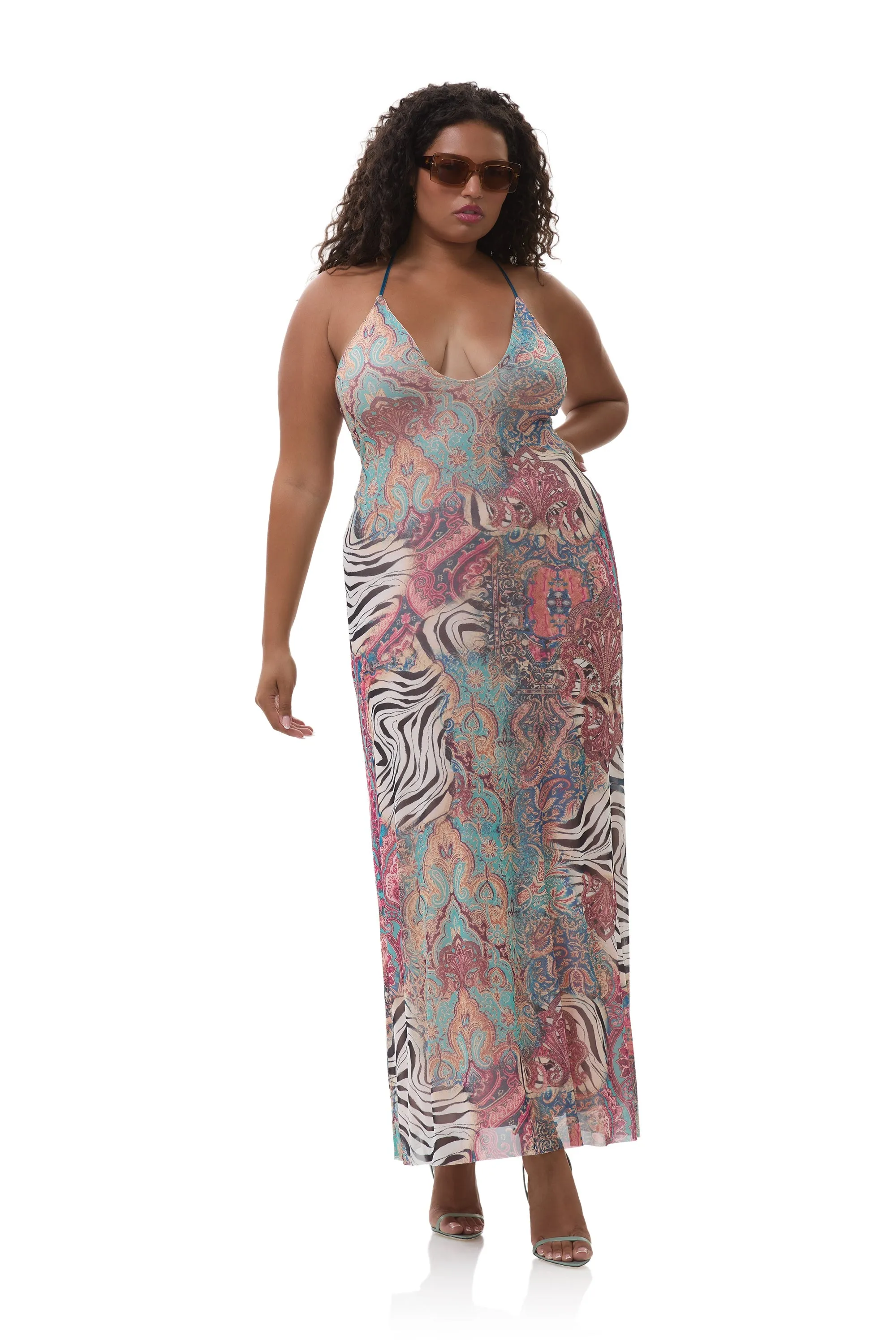 Romy Dress - Gilded Paisley V Neckline Smooth Feel