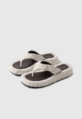 Anti Slip Waist Gripper Rosalie - Boucle Flatform Sandals - Off White/Brown