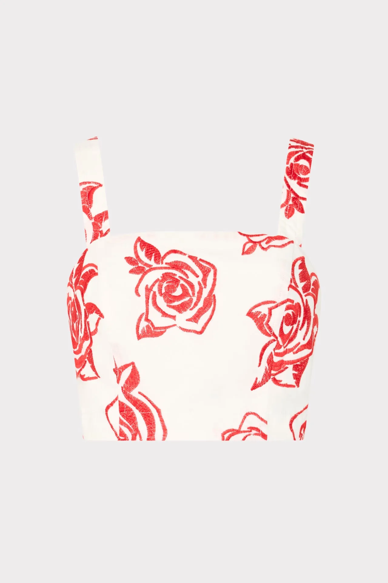 Rose Embroidery Crop Top Low Profile Stitching