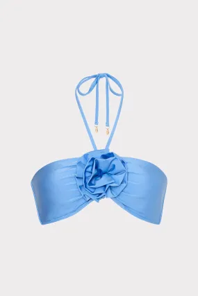 Vacation Mode Sustainable Material Rose Floral Applique Halter Bikini Top