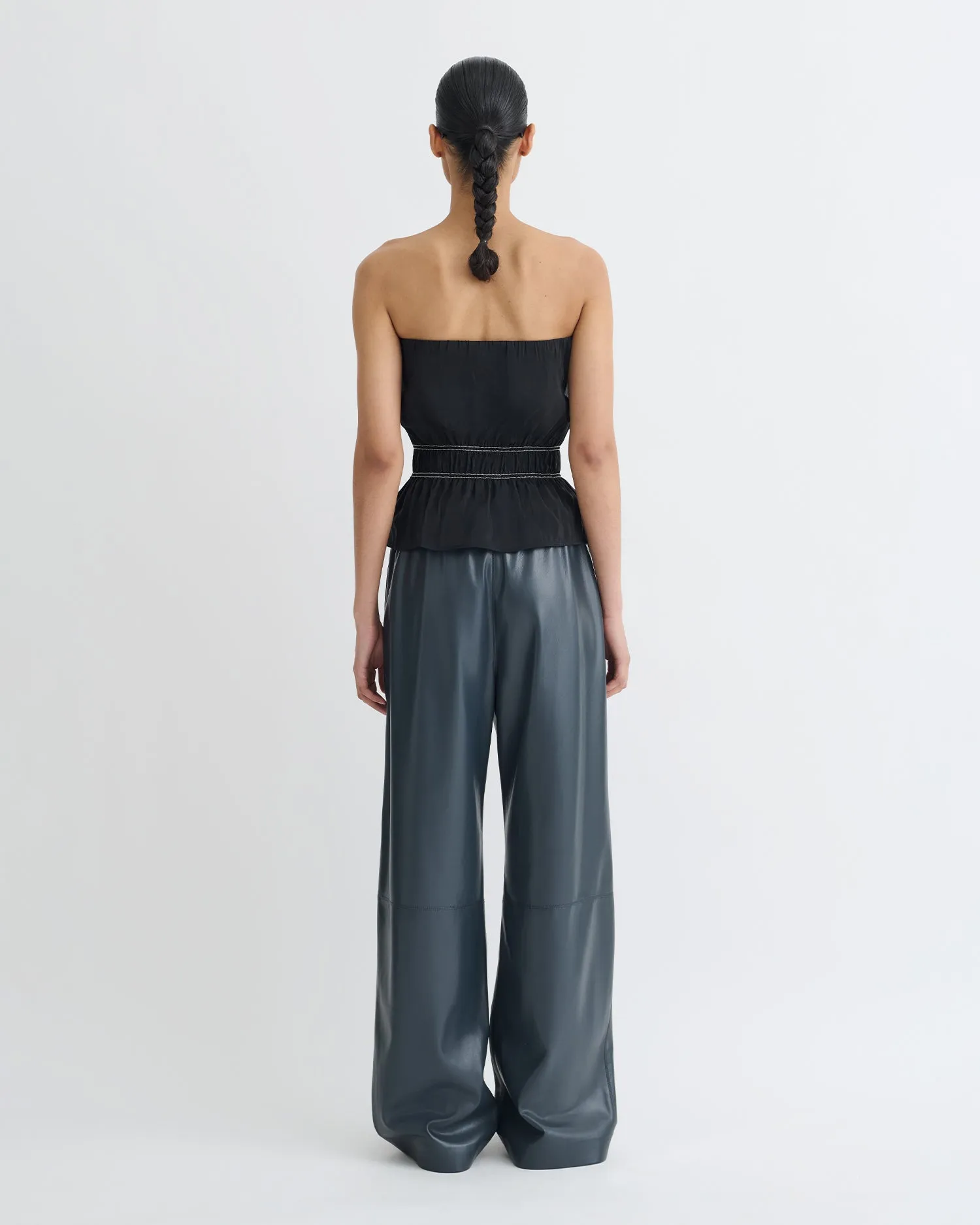 Quick Access Zipper Rosey - Glass Poplin Bandeau Top - Black