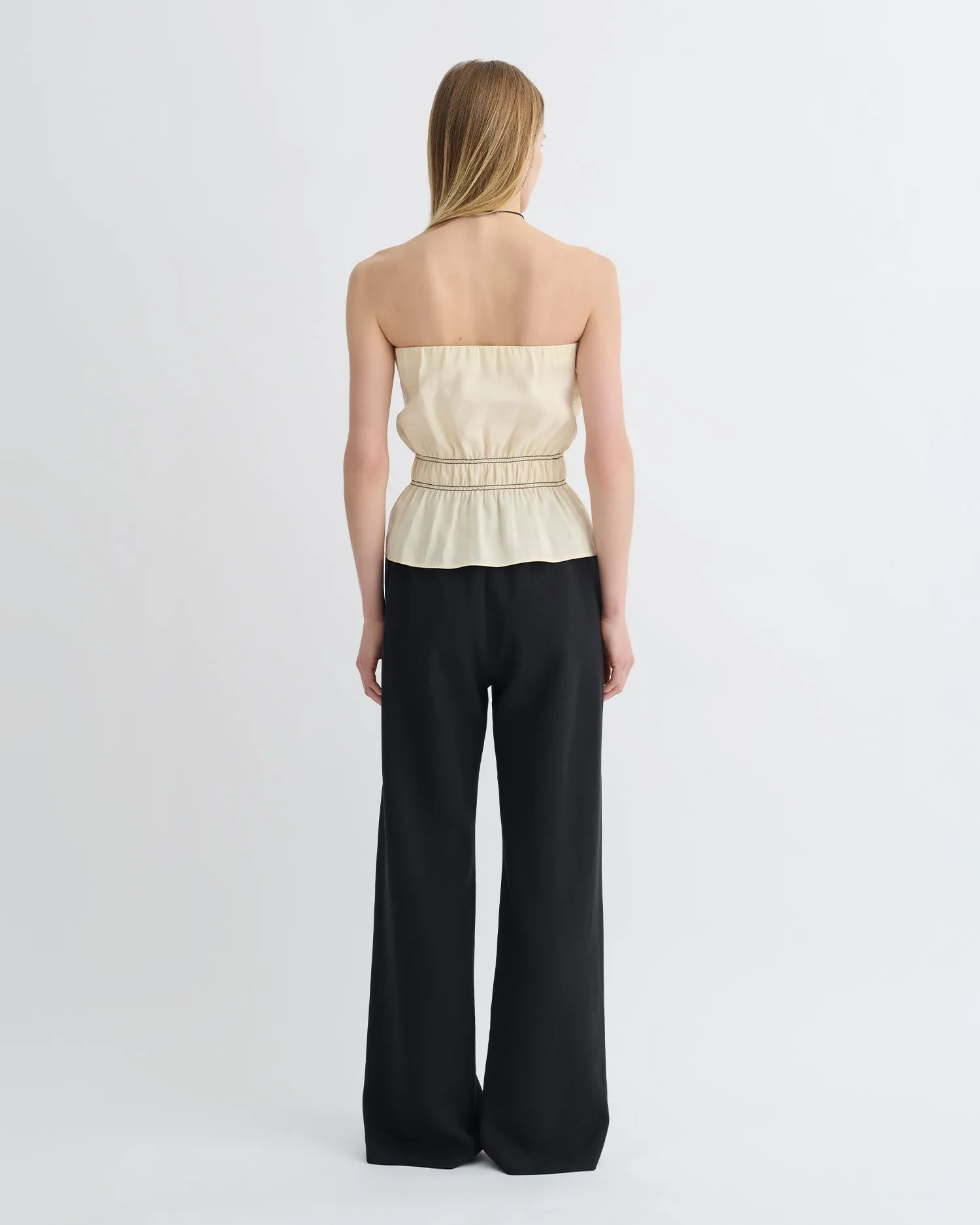 DurableCollarStays WrinkleFree Weave Rosey - Glass Poplin Bandeau Top - Oat