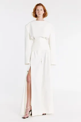 Round Neck Tailored Top White Fitted Design