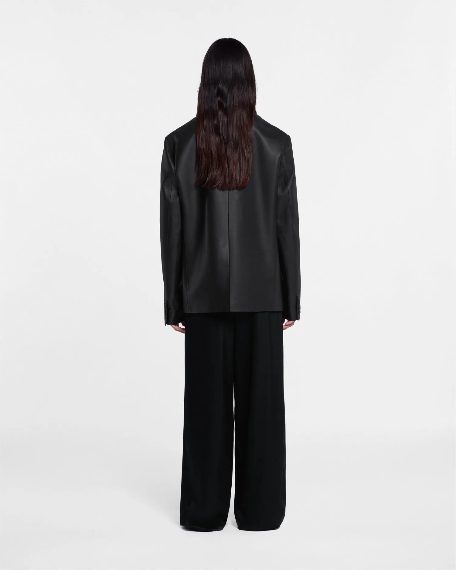 hook-and-loop closure mobile Rox - Regenerated Leather Blazer - Black