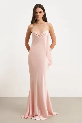 Soft Profile Fall Mood Ruched Bust Satin Slip Dress - Blush