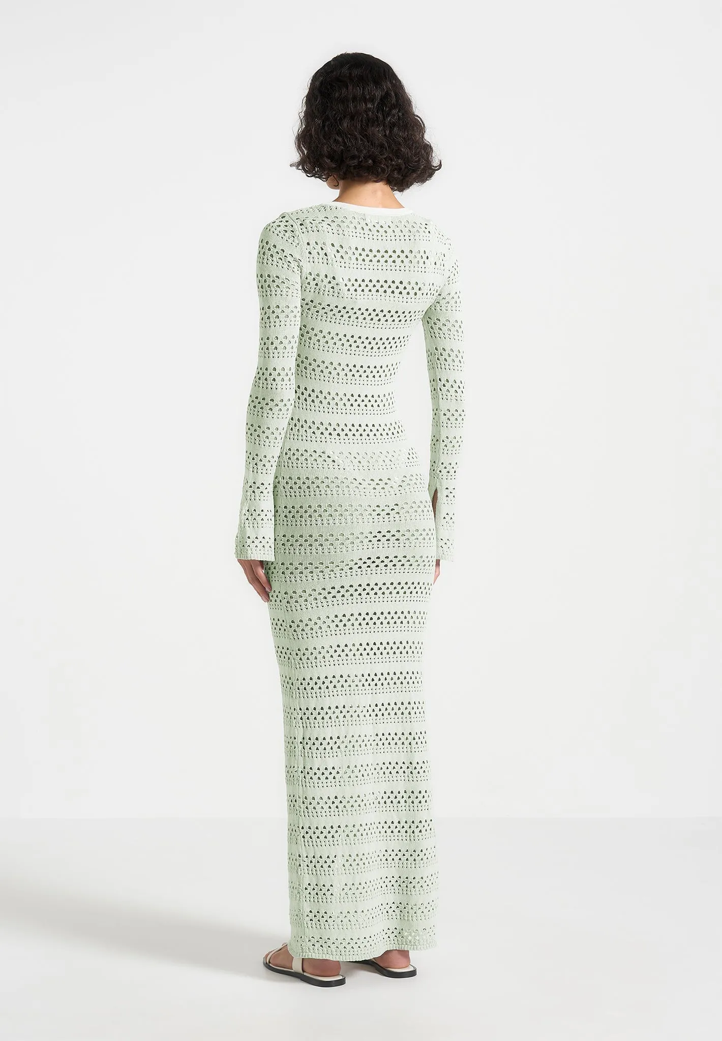 Antimicrobial Treatment Bold Prints Aria - Pointelle Knit Cover Up - Sage/White