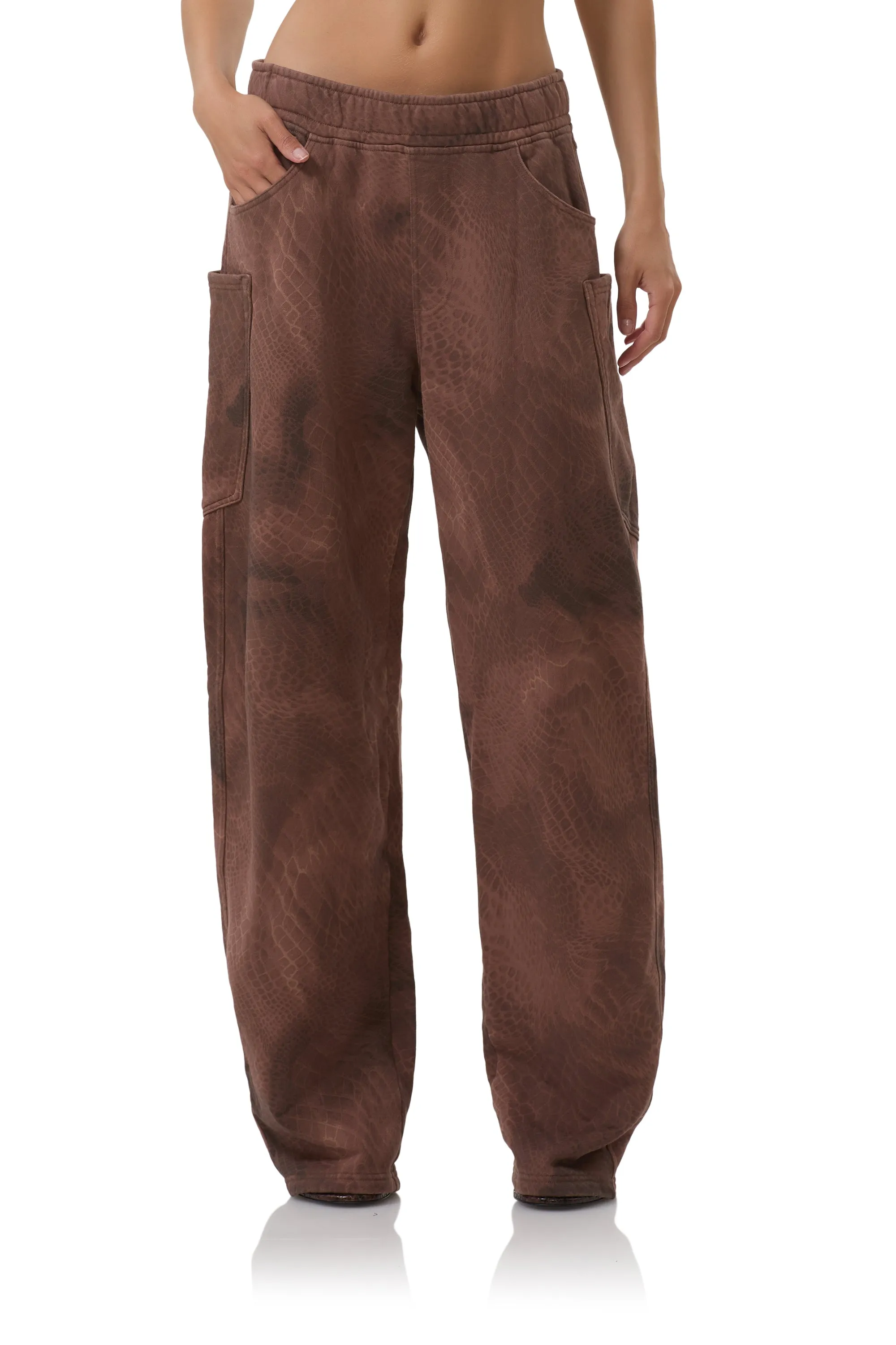 StaticDissipative Elastic Free Cuffs Ryan Barrel Sweatpant - Brown Snake
