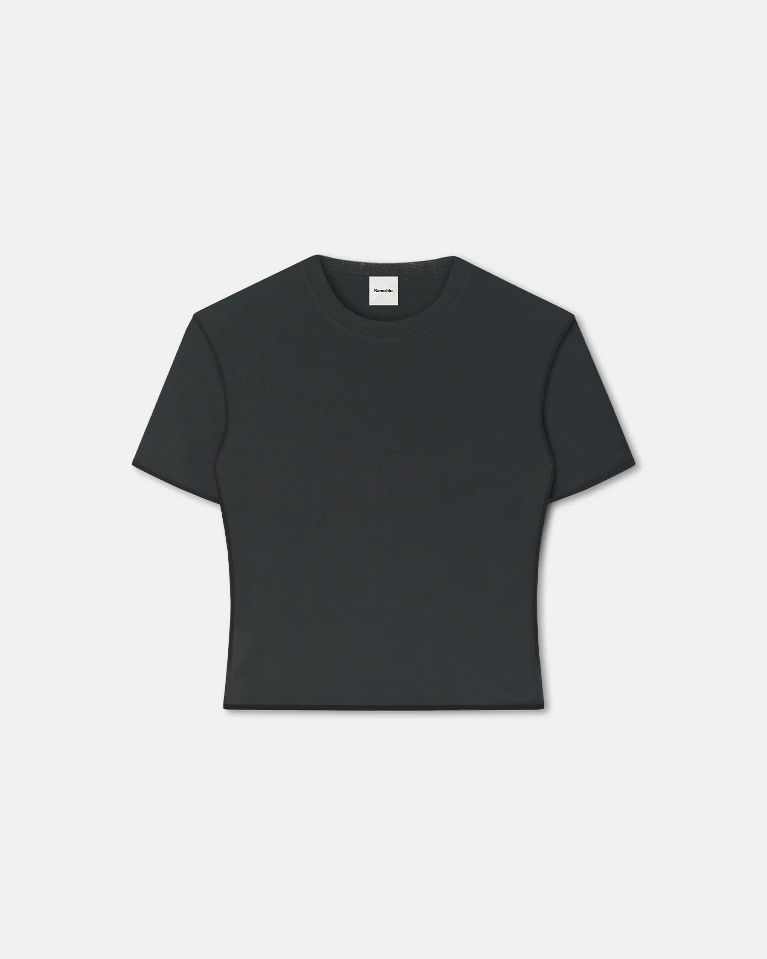 Sabelle - Cropped Mesh Jersey T-Shirt - Antracite/Black DoubleLayered