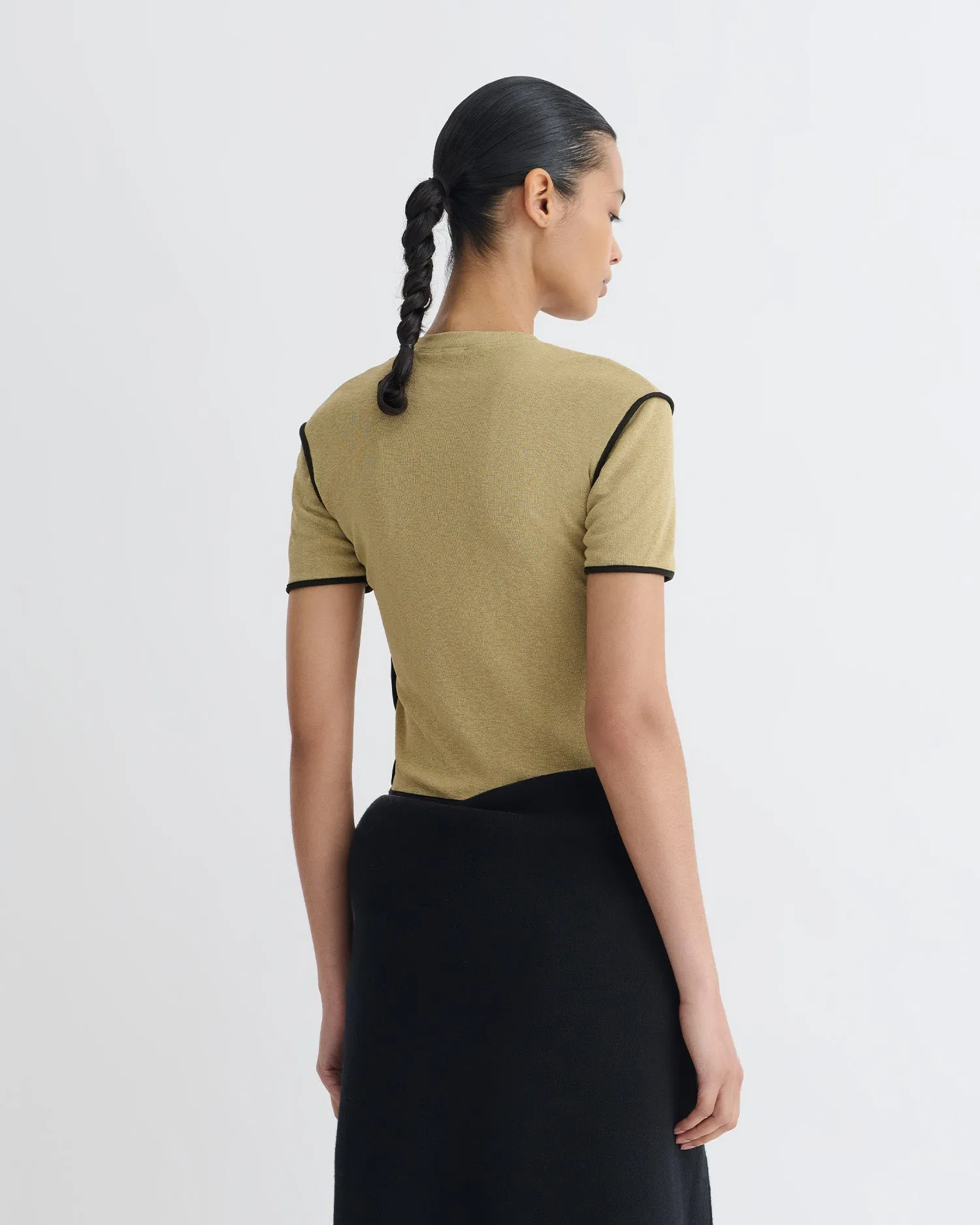 MultiFunctionalDesign Sabelle - Cropped Mesh Jersey T-Shirt - Sand/Anthracite