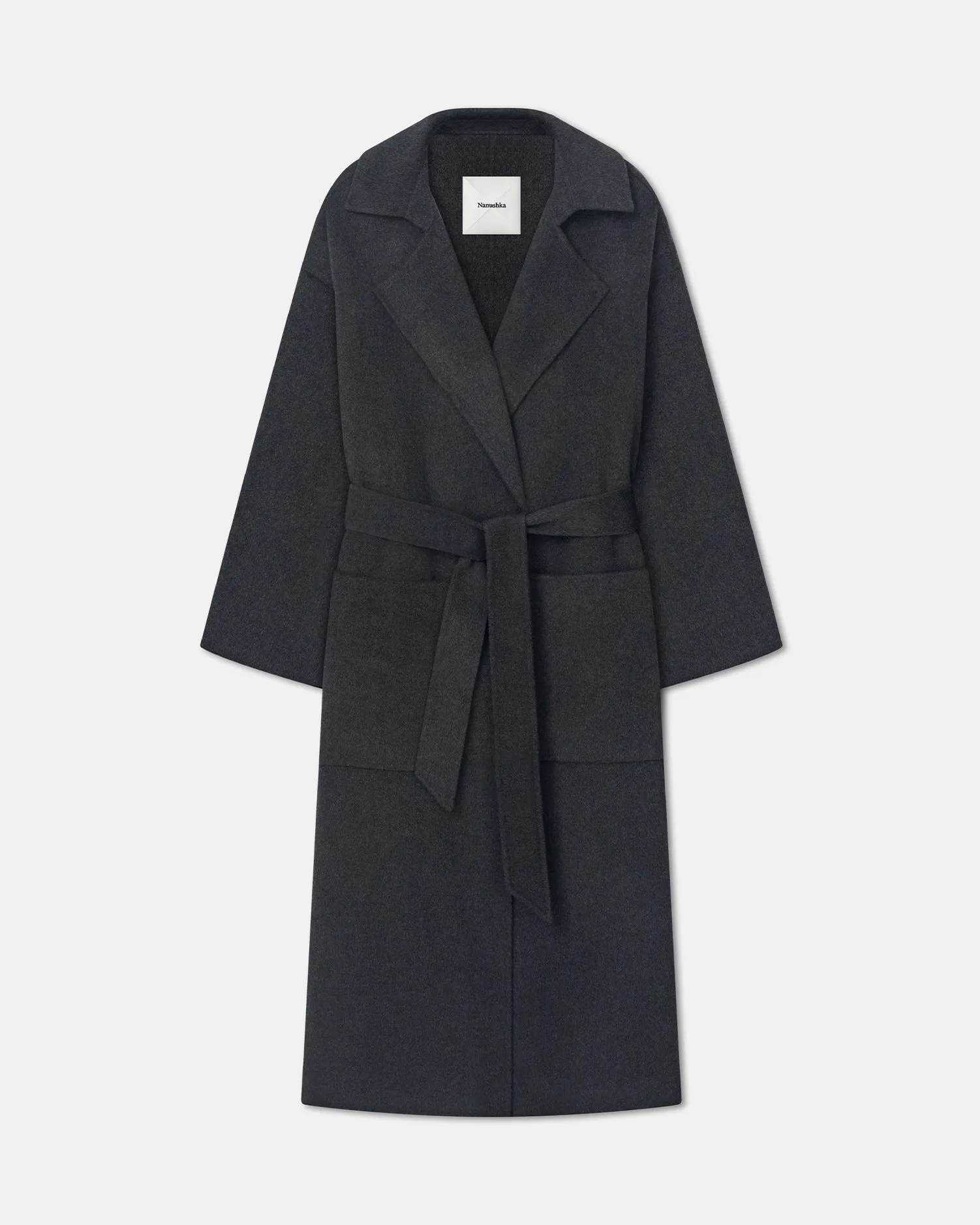 Athletic-performance-ability-attribute Lounge Salima - Double Wool Robe Coat - Grey Melange