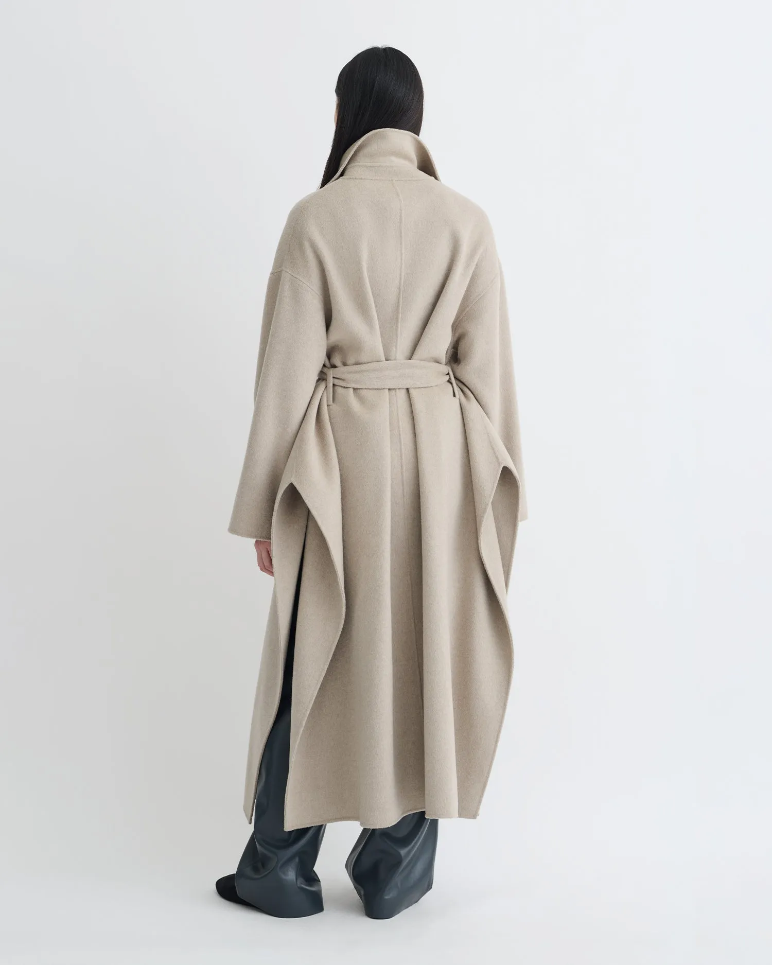 NaturalFiberBlend Salima - Double Wool Robe Coat - Stone