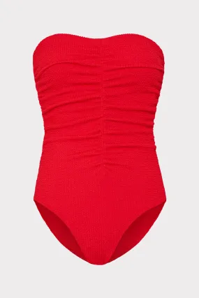 Textured Ruched One Piece Cross Back Support Minimal Seam Profile