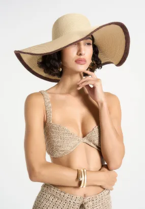 Water Repellent Lining Modern-Edge Sandrine - Raffia Oversized Sun Hat - Natural