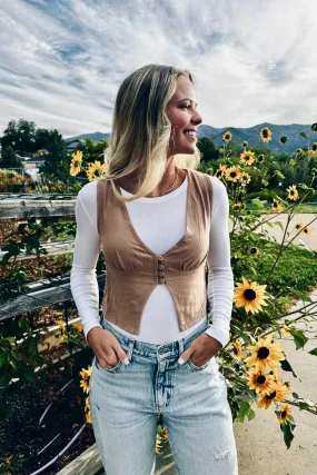 Sandswept Linen Vest - FINAL SALE Knit Fabric Technology MicroPerforated Details