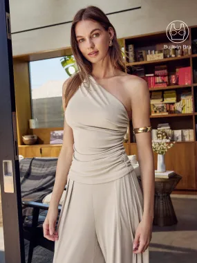 OdorControl Retro Style Sandwashed One Shoulder Ruched Brami