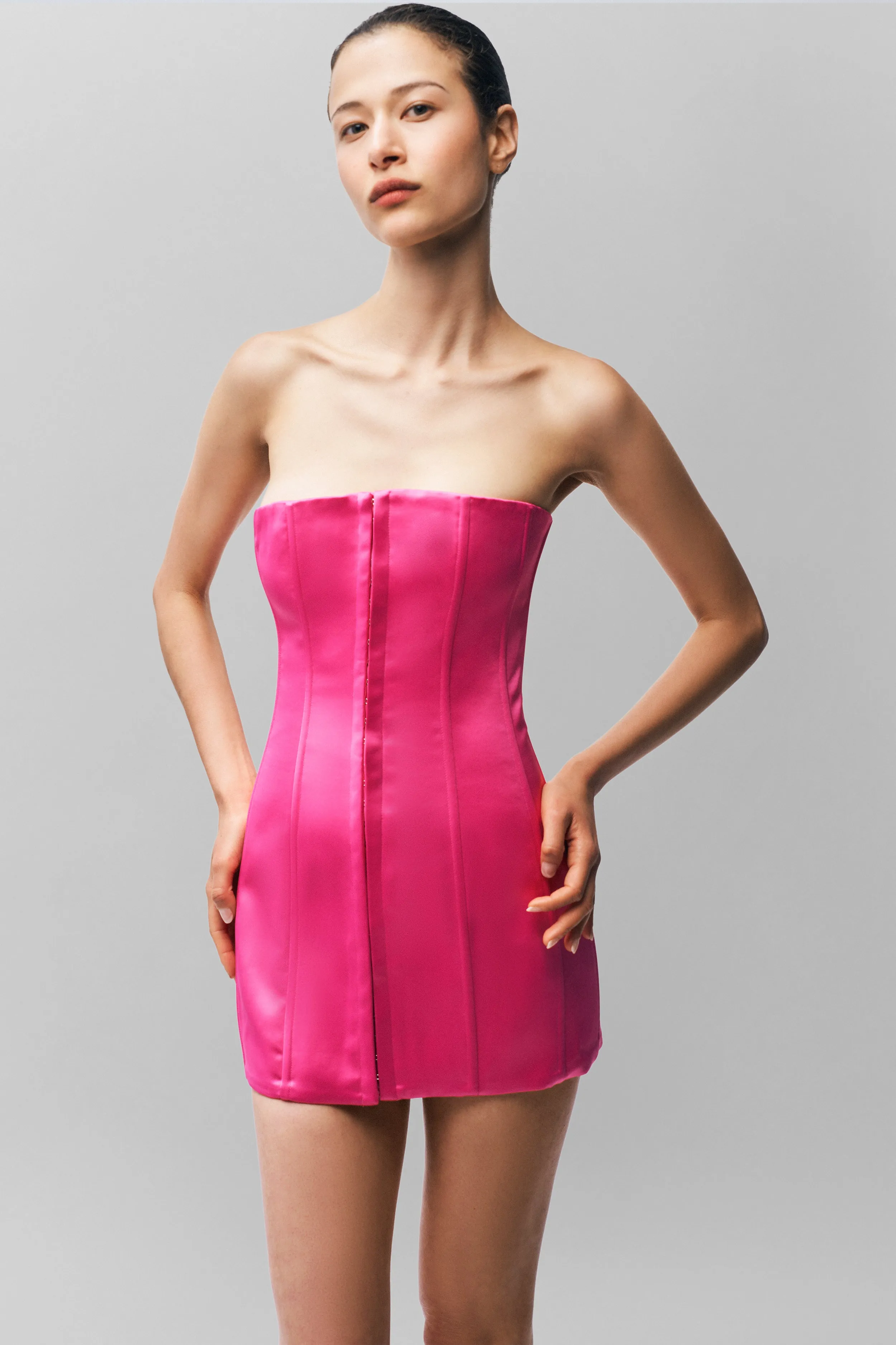 Satin Corset Dress Leg-Lengthening