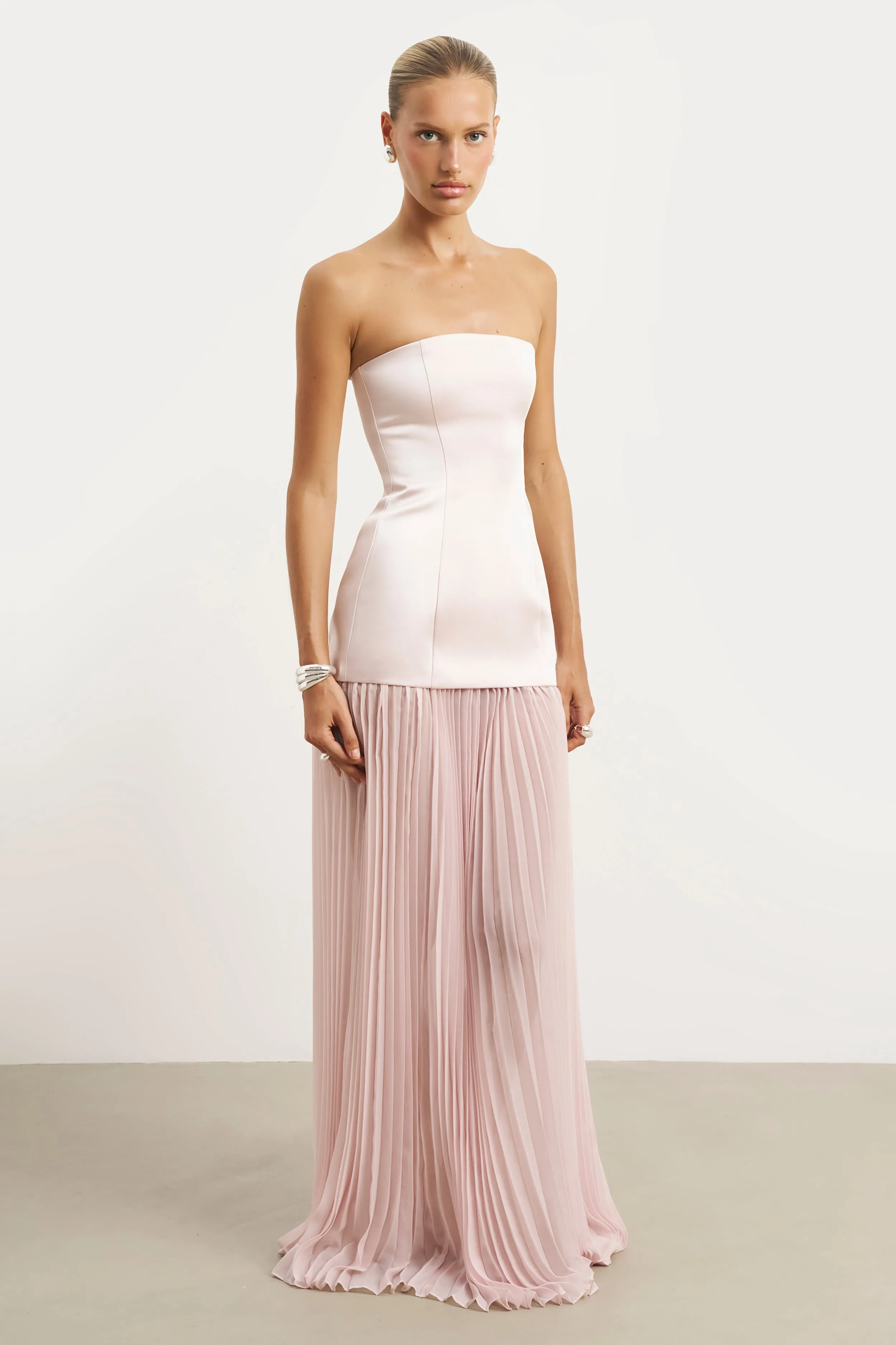 Satin Structured Bodice Gown - Blush Modern and Feminine
