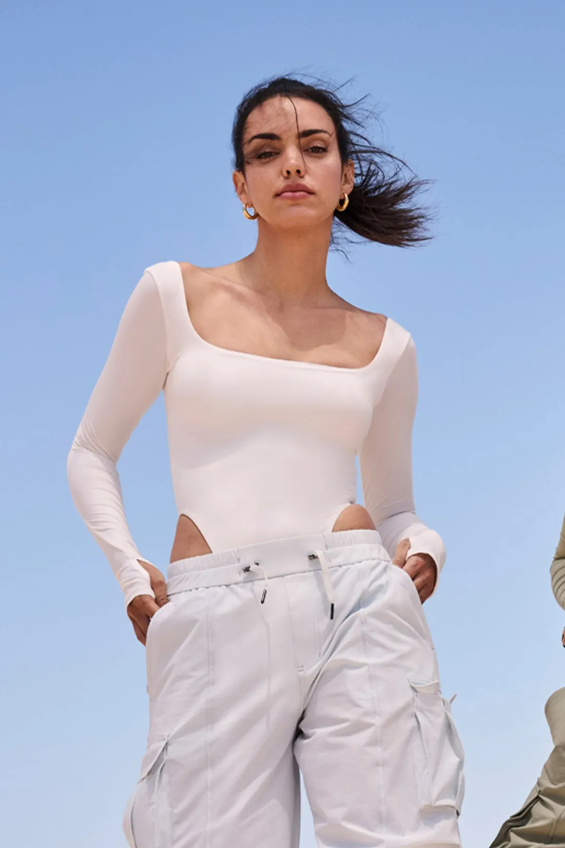 Scoop Neck Long Sleeve Bodysuit Relaxed Fashion StaticDissipative