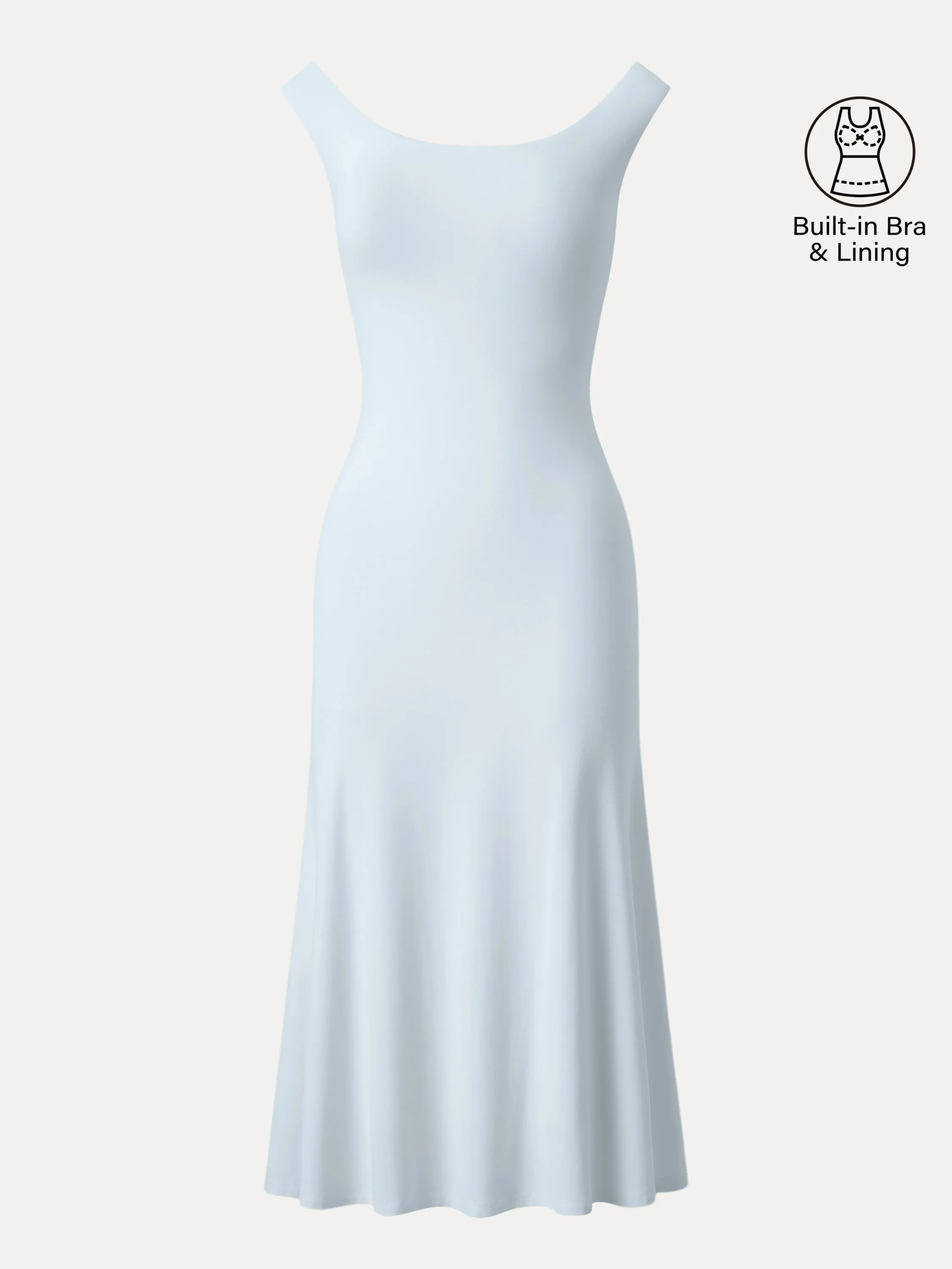 Non Iron Fabric Scoop Neck Midi Low Back Brami Dress