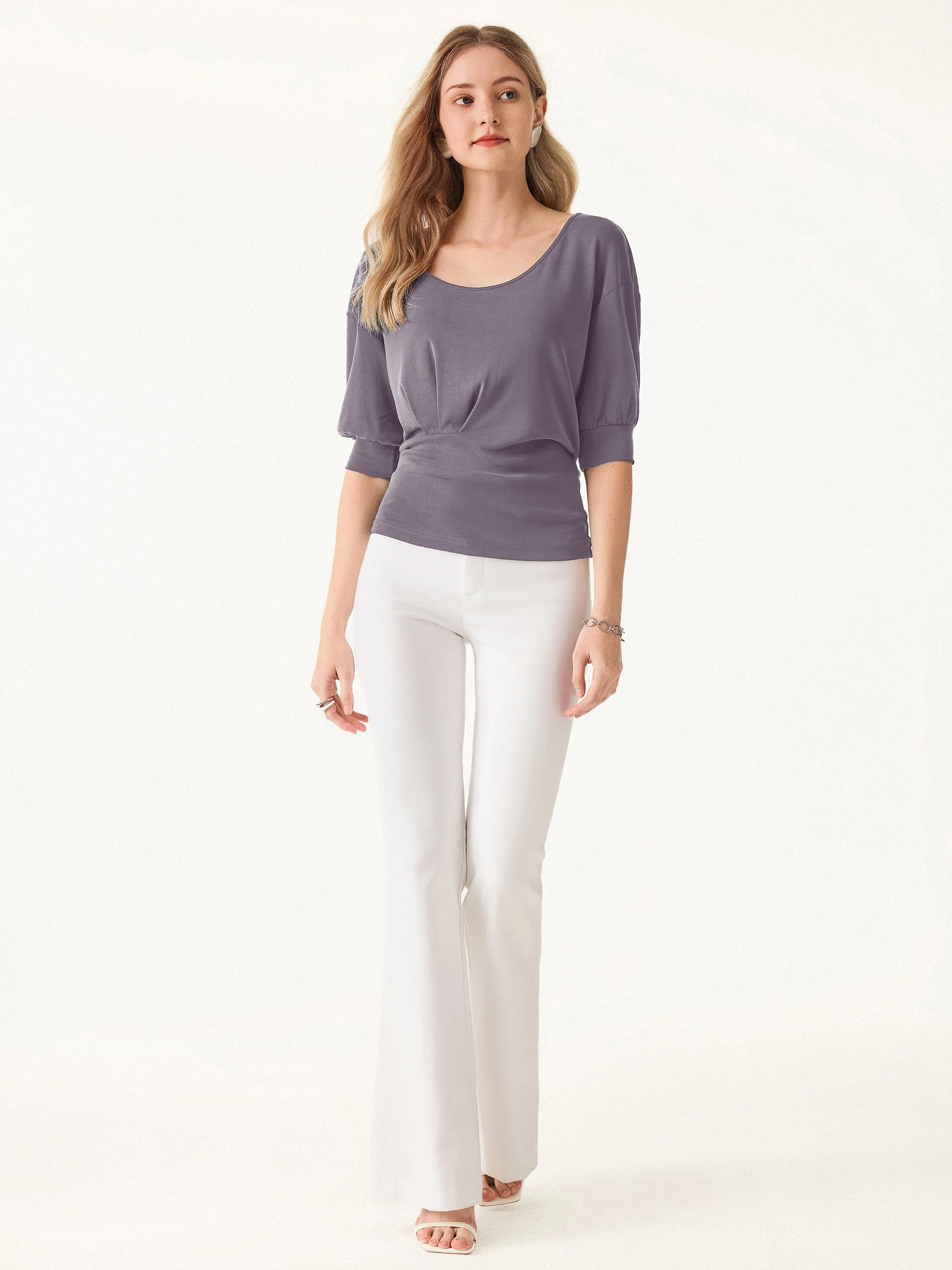 Hot Weather Scoop Neck Short Sleeve Tucked Tee