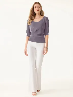 Scoop Neck Short Sleeve Tucked Tee Water Repellent Finish CushionedSupport