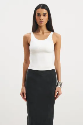 Scoop Neck Tank Top - White NonChafe Lining