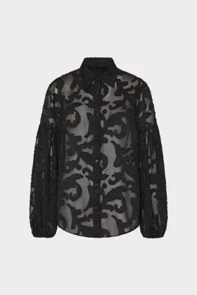 Scroll Burnout Button Up Top Relaxed Tee