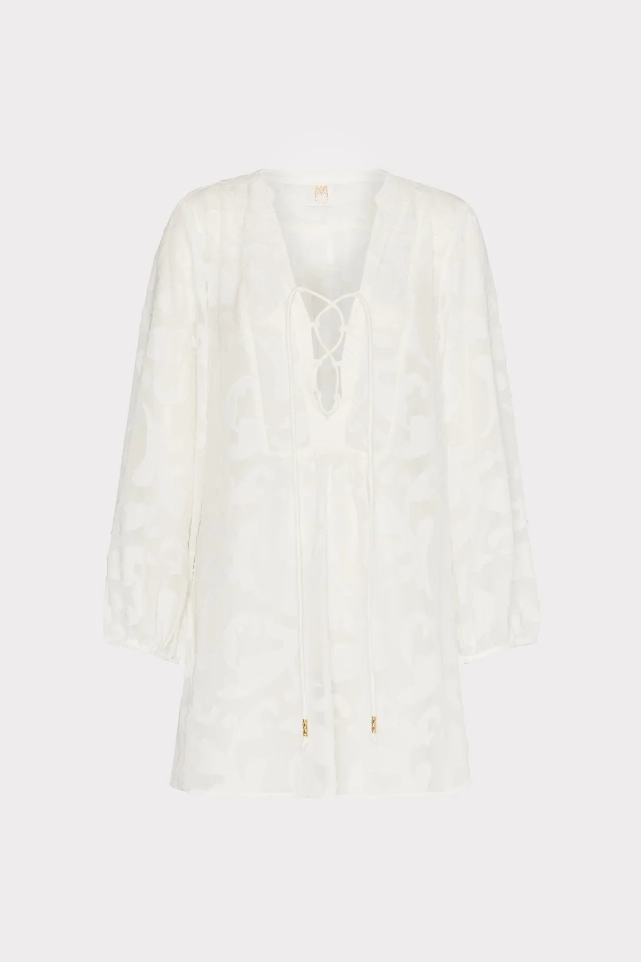 Scroll Burnout Cover-Up Mini Dress Moisture Wicking Fibers