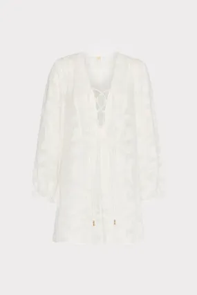 Scroll Burnout Cover-Up Mini Dress Durable Elastic Edging