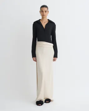 Scylla - Mesh Jersey and Slip Satin Dress - Creme/Black Recycled Polyester Blend Airflow Weave Pattern