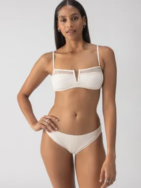 Sea Crochet V-Wire Bandeau Bikini Top White Sand All Over Print Technique CompressionFit