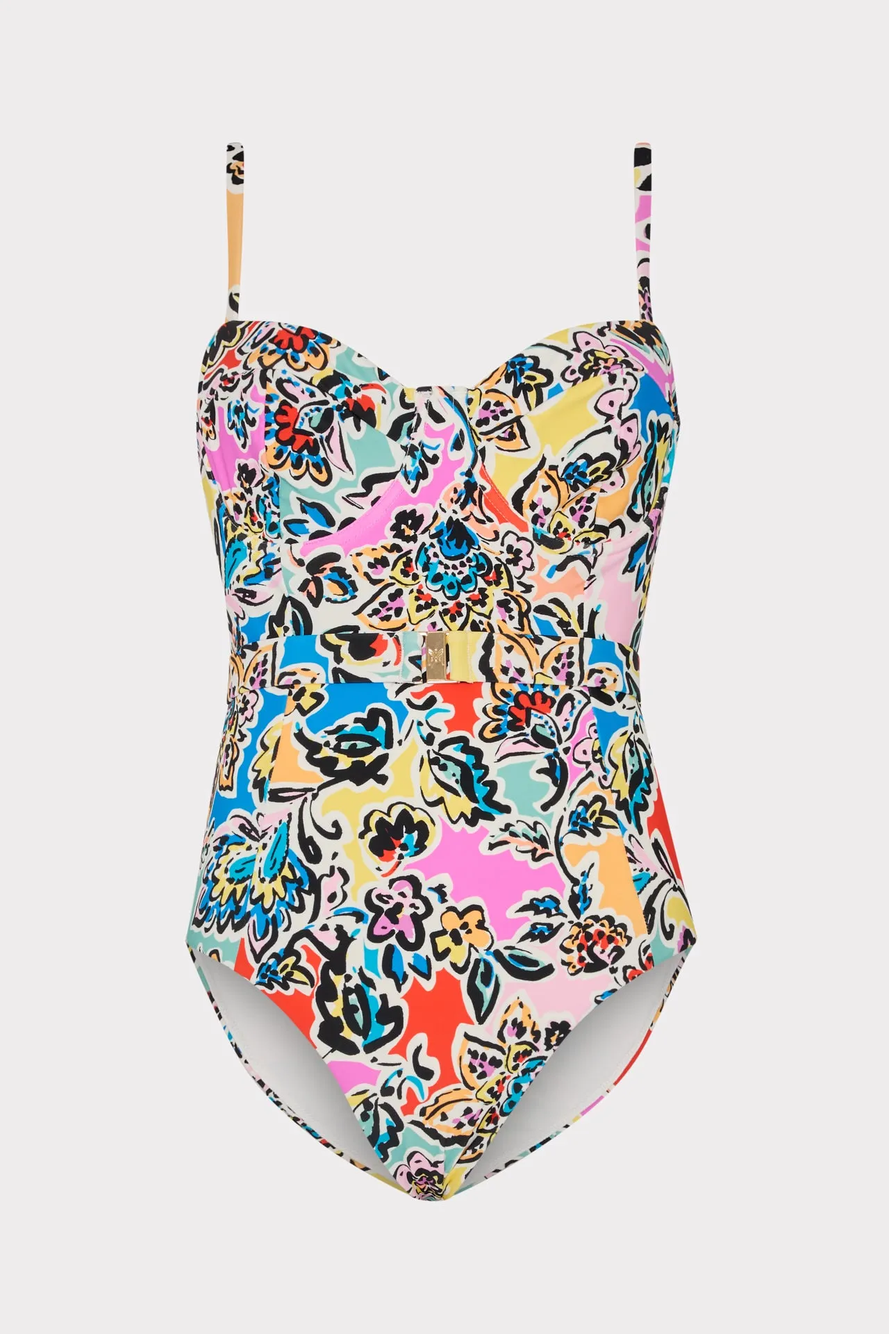 Biodegradable Fabric Hydrodynamic Cut Rainbow Oasis Belted One Piece