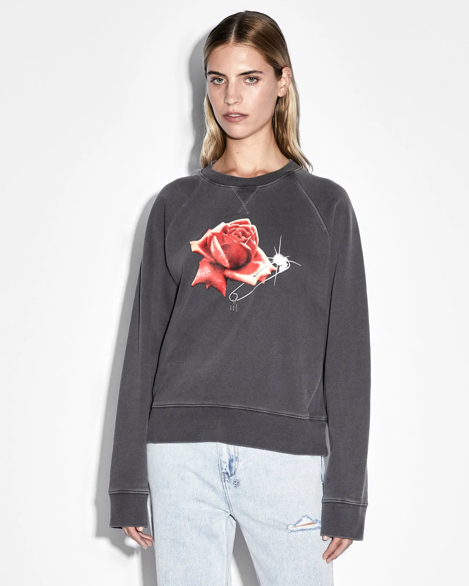 FEELS GOOD RAGLAN CREW CHARCOAL Comfortable Knit Cozy Layering