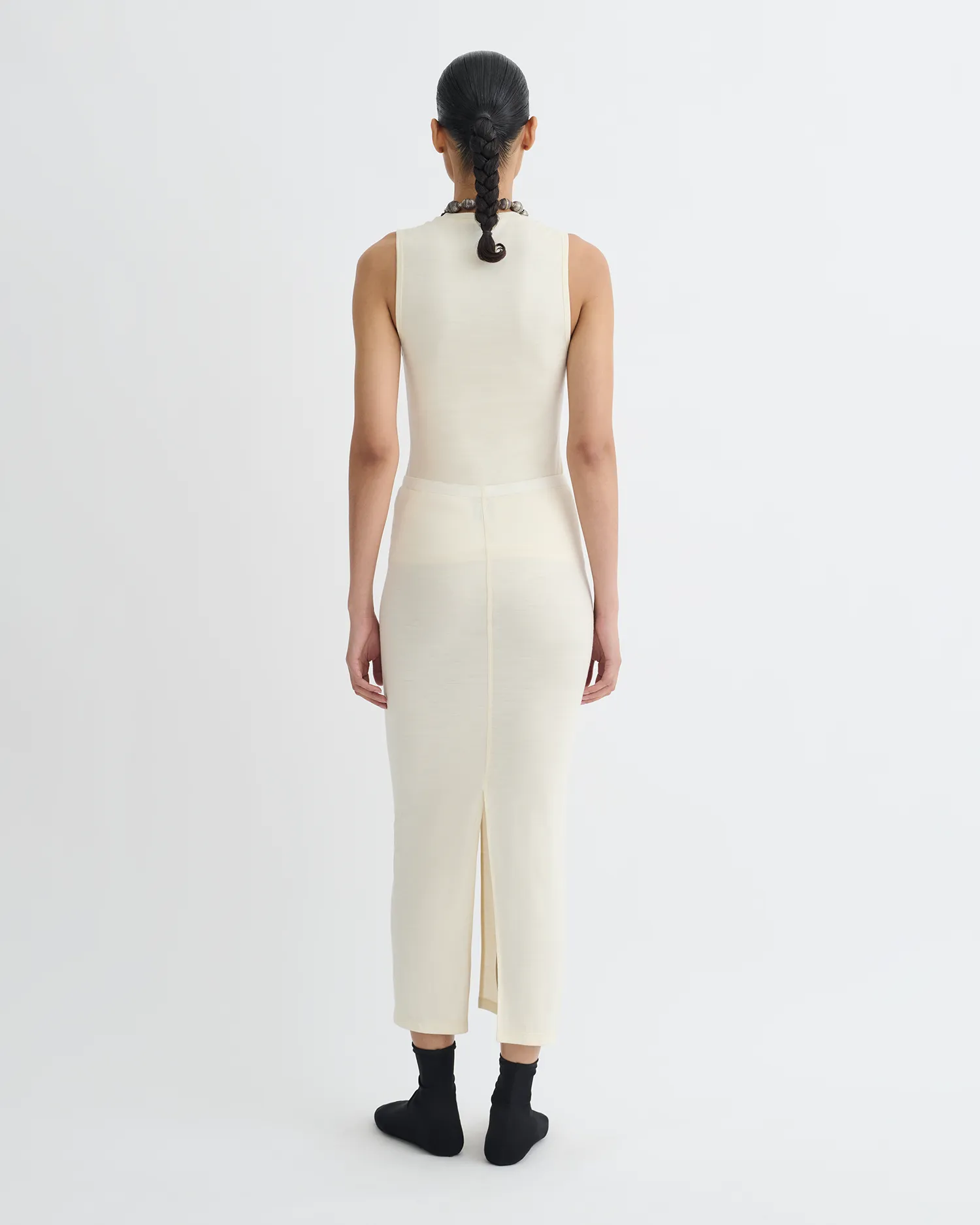 Rafa - Wool Jersey Midi Skirt - Creme Antibacterial