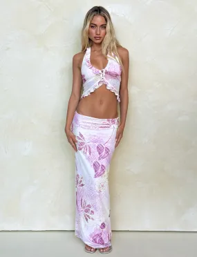 Light Edge DALILA MIDI SKIRT - GRUNGE FLORAL MAGENTA