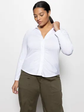 Everyday Outfit Easy Wear Option Dreamgirl Button Up Top White Extended Sizing