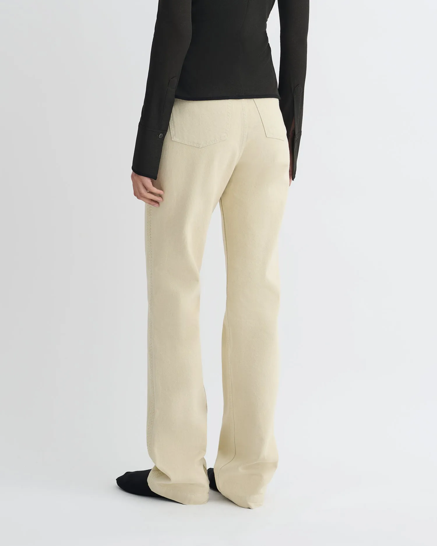 Versatile Layering Seldes - Crochet-Trimmed Jeans - Beige