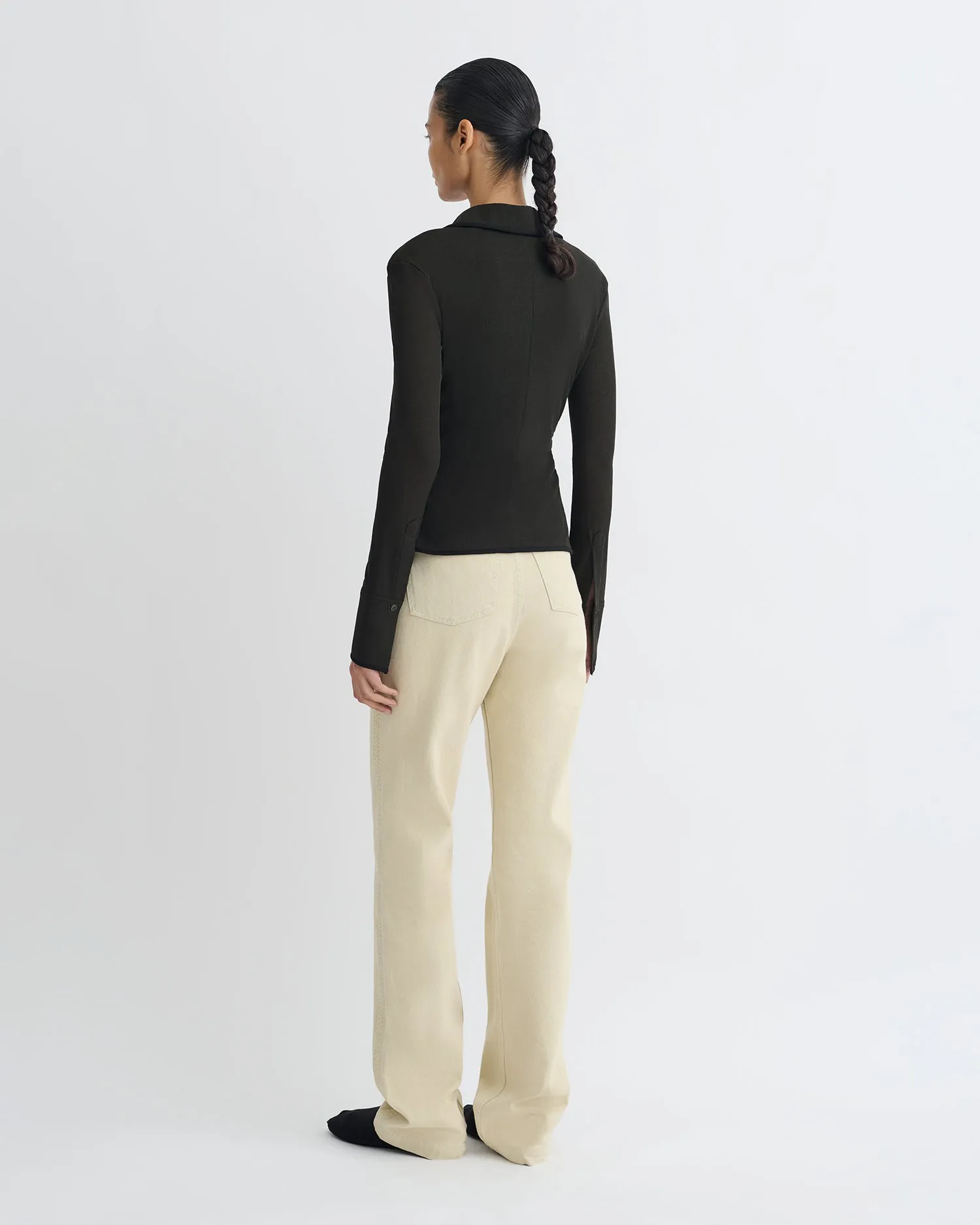 Seldes - Crochet-Trimmed Jeans - Beige Compression Fit