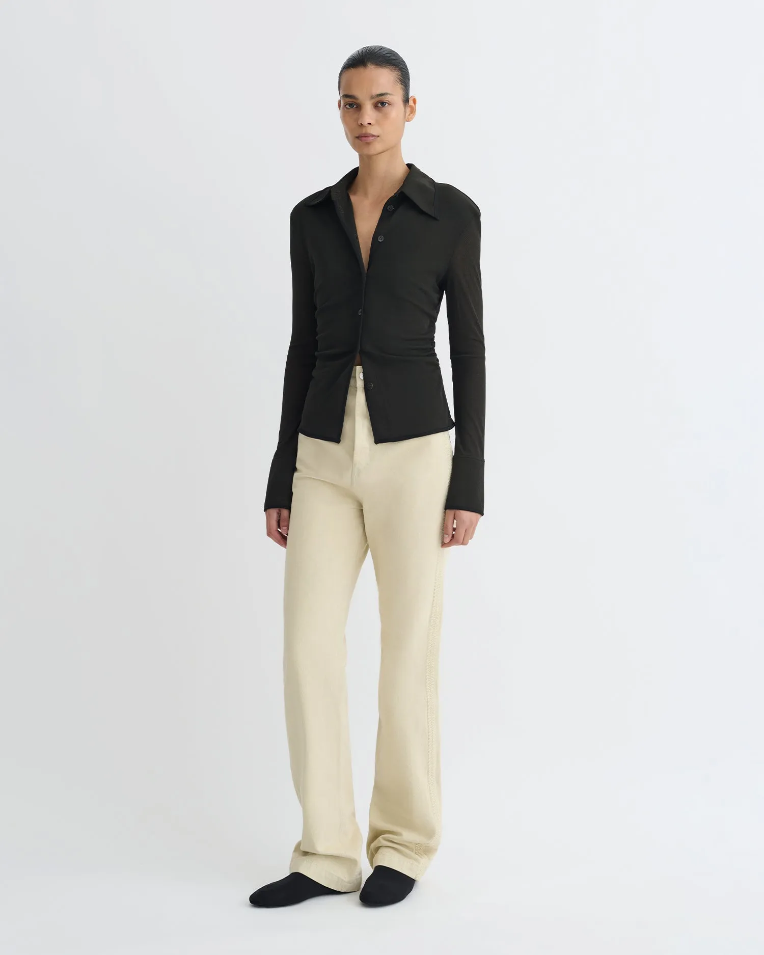 OdorResistant Seldes - Crochet-Trimmed Jeans - Beige