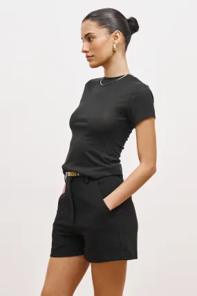 RaglanSleeve Semi Sheer 90's T Shirt - Black