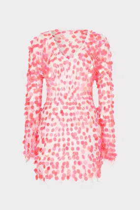 Sublimation Print UV Protective Fabric Sequin Crochet Mini Dress