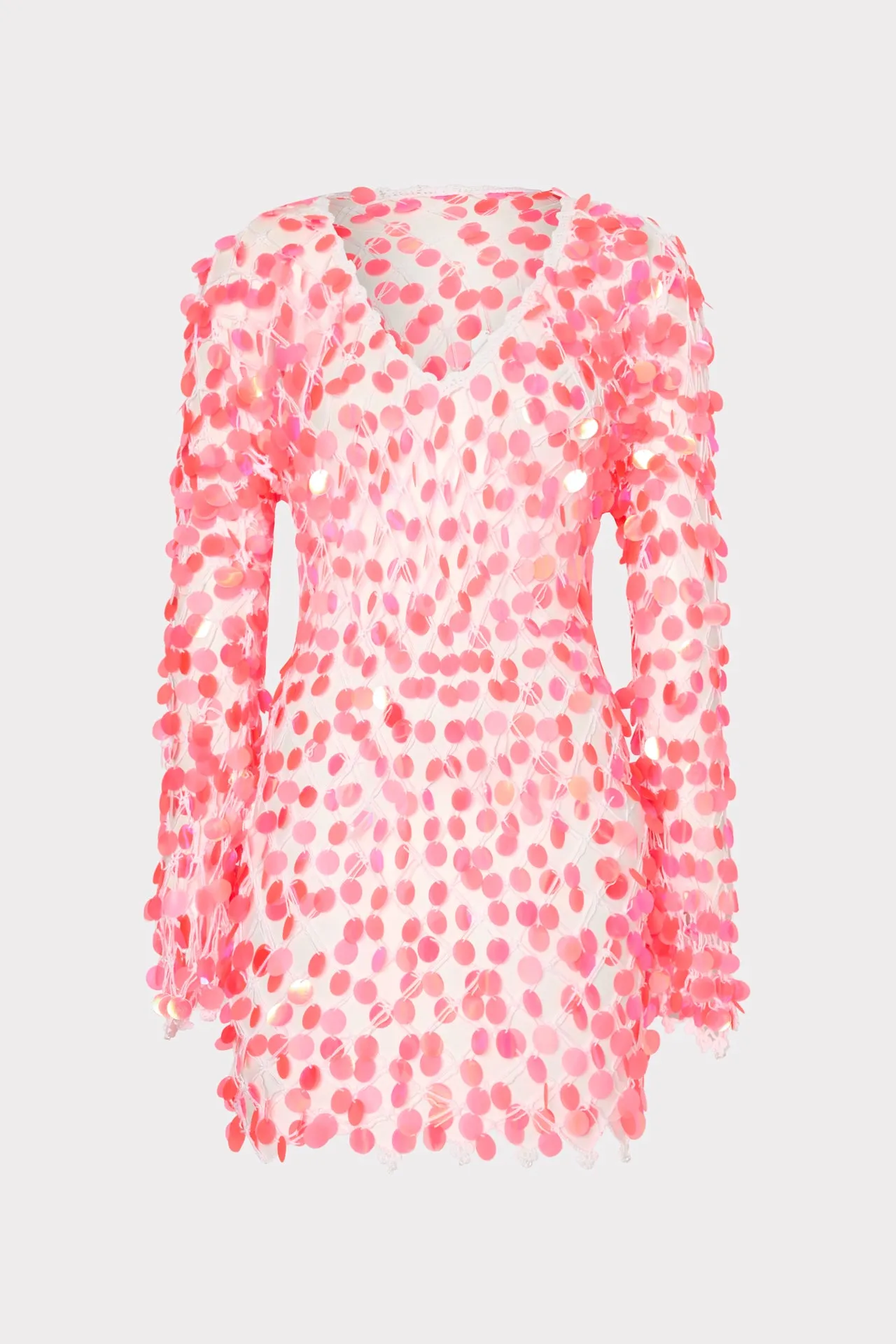 Sublimation Print UV Protective Fabric Sequin Crochet Mini Dress