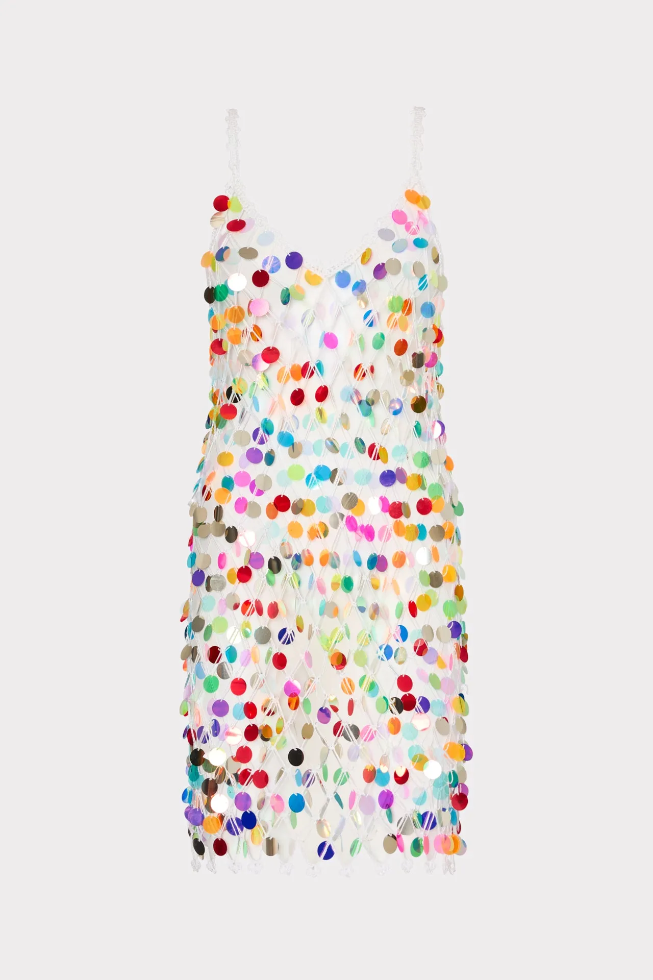 Moisture Wicking Lining Snag Resistant Surface Sequin Crochet Mini Sleeveless Dress
