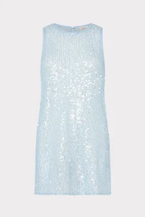 Shape-Retention Sequin Mesh Mini Cover-Up Dress
