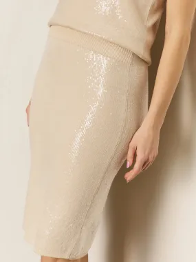 Sequin Pencil Skirt Sandstone Core Essential Lounge-friendly