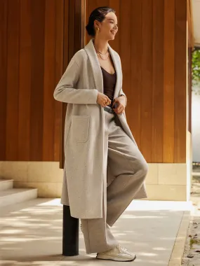 Shawl Collar Patch Pocket Long Coat NonChafe Lining MultiFunctionalDesign