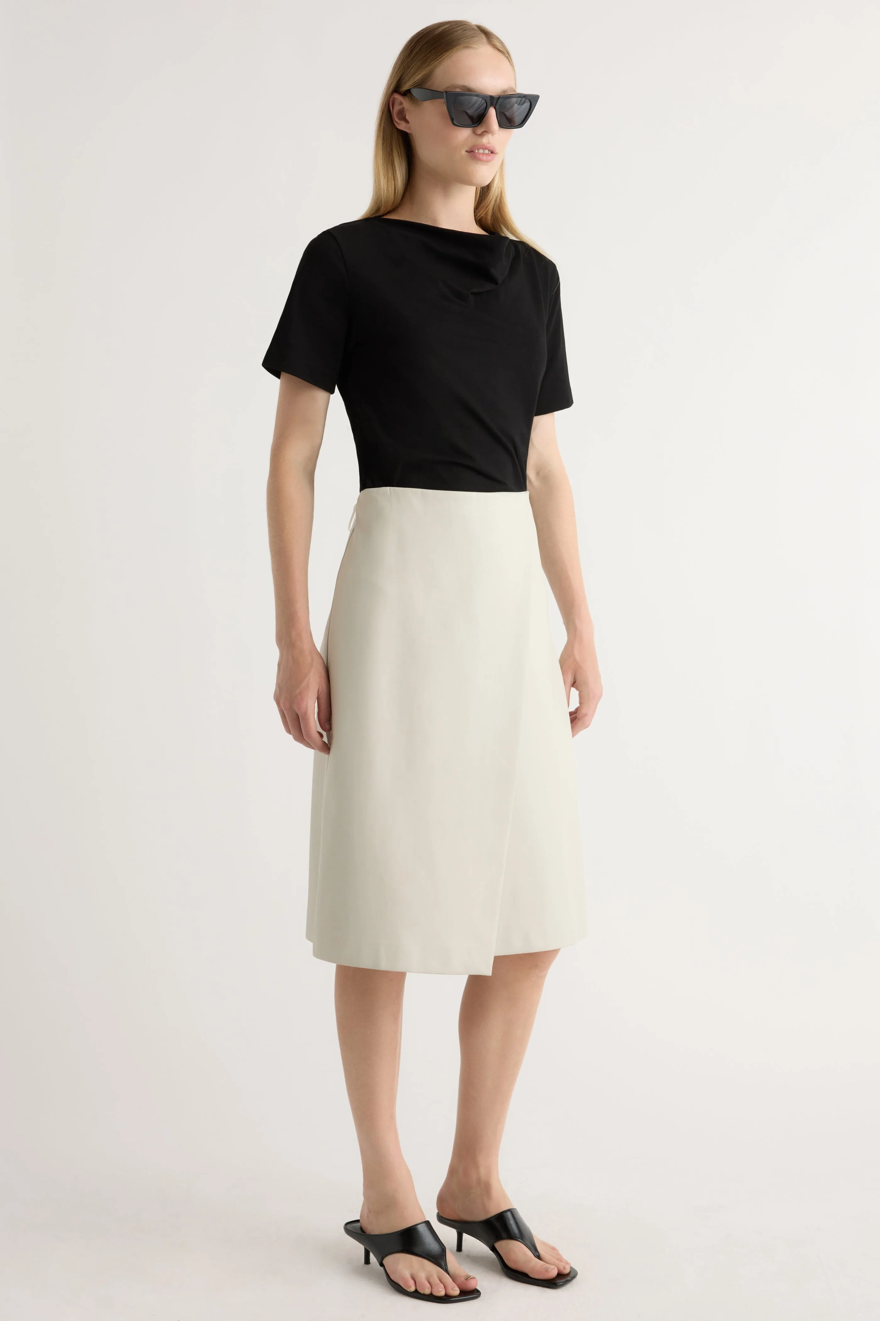 Alba Asymmetric Vegan Leather Skirt Corduroy texture